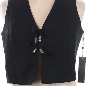 Emerson Lang NWT Linen blend tie front vest